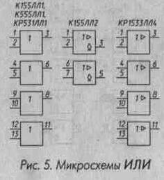 Рис. 5 Микросхемы ИЛИ