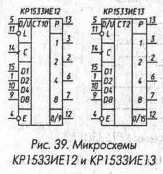 Рис. 39 Микросхемы КР1533ИЕ12 и КР1533ИЕ13
