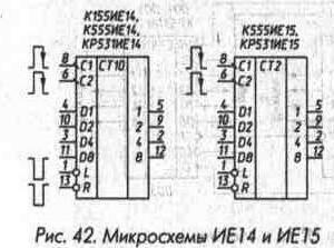 Рис. 42 Микросхемы ИЕ14 и ИЕ15