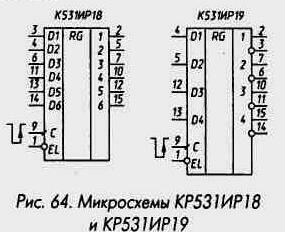 Рис. 64 Микросхемы КР531ИР18 и КР531ИР19