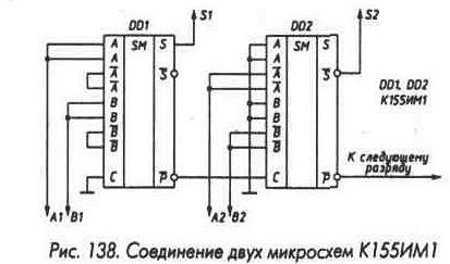 Рис. 138 Соединение микросхем К155ИМ1