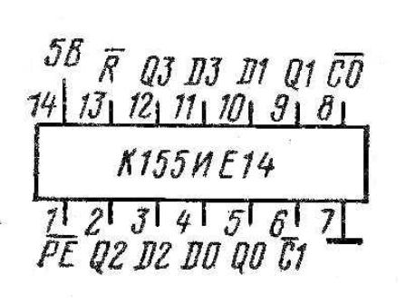 Цоколёвка микросхемы К155ИЕ14 (74196)