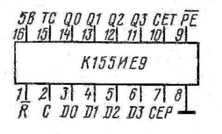 Цоколёвка микросхемы К155ИЕ9 (74160)
