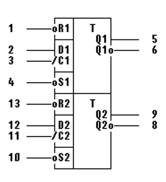 К155ТМ2, КМ155ТМ2 7474 SN7474N, SN7474J условное графическое обозначение К155ТМ2, КМ155ТМ2 7474 SN7474N, SN7474J условное графическое обозначение