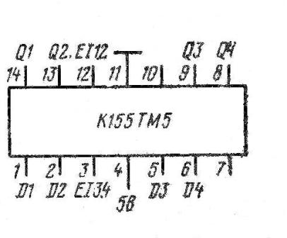 К155ТМ5, КМ155ТМ5, 7477, SN7477N, SN7477J цоколёвка К155ТМ5, КМ155ТМ5, 7477, SN7477N, SN7477J цоколёвка