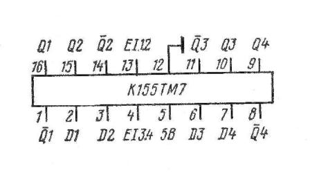 К155ТМ7, КМ155ТМ7, SN7475N, SN7475J цоколёвка